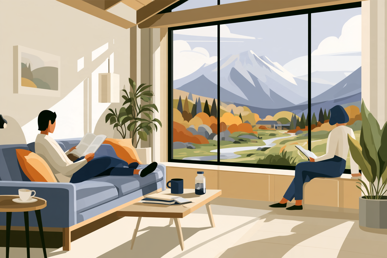 Living room mountain view