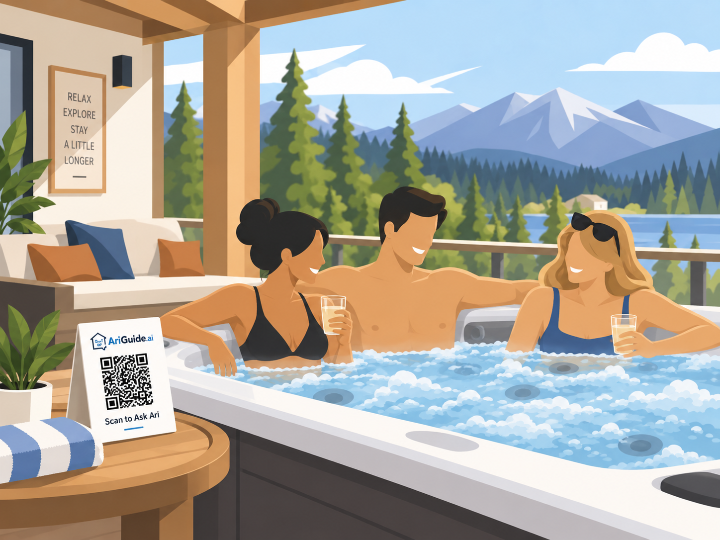 QR card by the hot tub